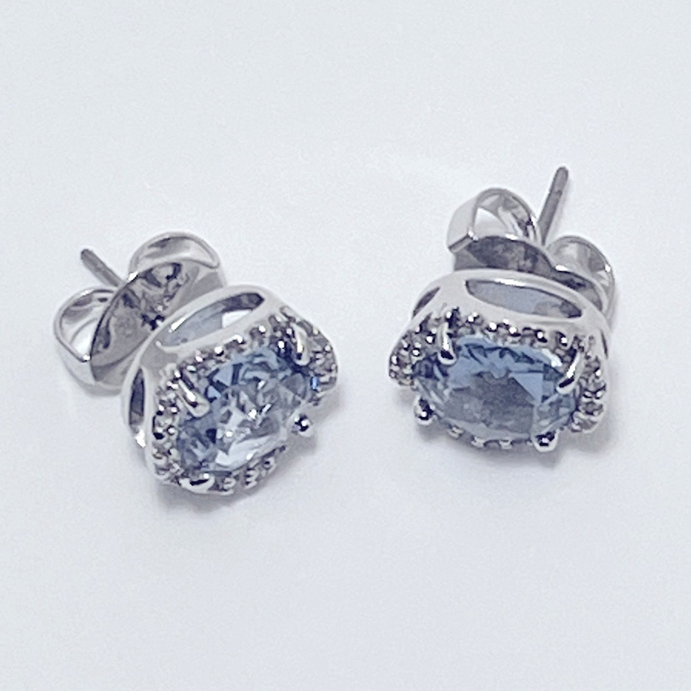 ♠️ kate spade THAT SPARKLE Pave Round Large Studs Earrings in Sapphire - Picture 6 of 7